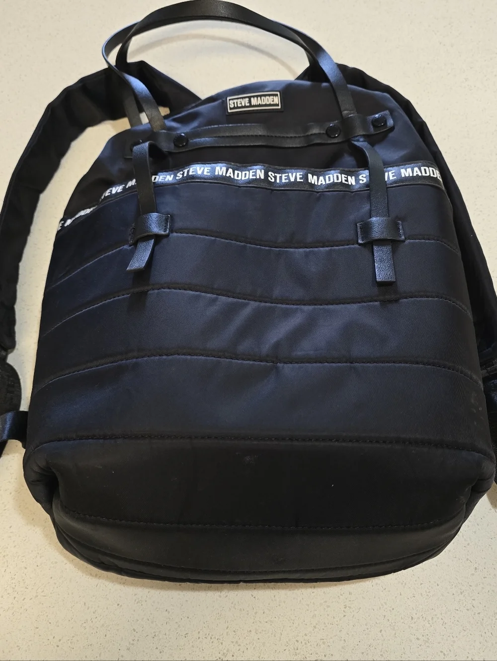 Steve Madden Black Quilted Puffer Backpack Travel School Bag